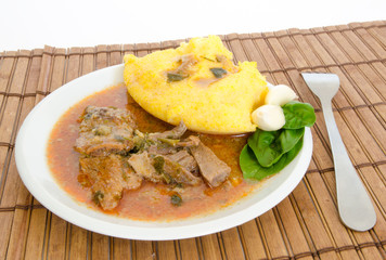 Polenta with lamb stew