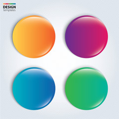 Four colorful glossy badge. vector