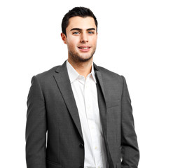 Smiling businessman isolated on white