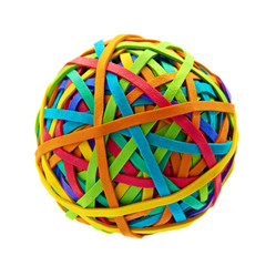 Rubber band ball isolated on white background