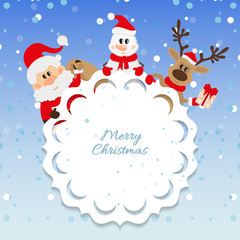Santa Claus, snowman and reindeer