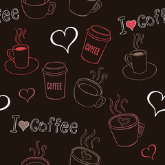 Coffee Doodles Seamless Pattern