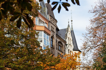 autumn view of western Berlin street - obrazy, fototapety, plakaty