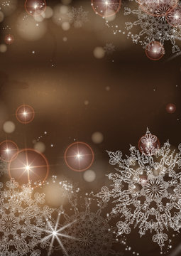 Brown Background With Snowflakes.
