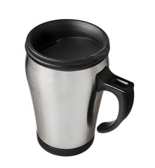 Travel mug isolated on white background