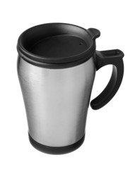 Travel mug isolated on white background