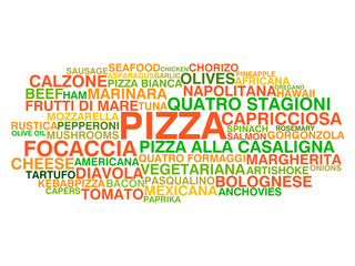Traditional Italian pizza types. Word cloud concept - 57718982