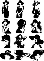 silhouettes of women in hats