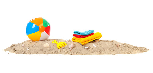 Beach ball,towels and toys