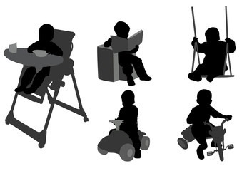 toddlers silhouettes 3 - vector