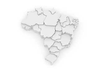 Three-dimensional map of Brazil.
