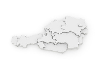 Three-dimensional map of Austria