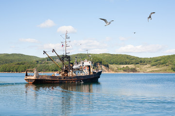 Fishing ship out to sea