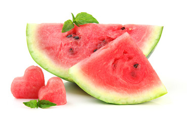 Fresh ripe watermelon isolated on white