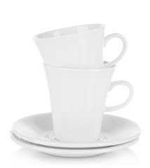 White cups isolated on white