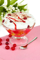 Tasty jelly on table on white background