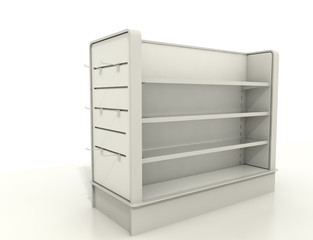display fixtures with slat wall and shelves