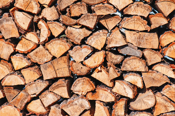 woodpile from dry oak logs