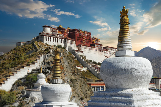 The Potala Palace in Tibet during sunset