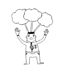 Hand drawn people  and speech bubbles set