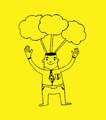 cartoon business man think idea