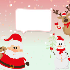 Santa Claus, reindeer, snowman, snow background