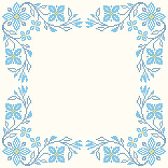 Cross-stitch embroidery in Ukrainian style