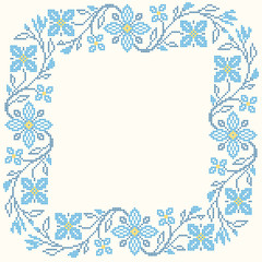 Cross-stitch embroidery in Ukrainian style