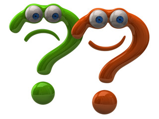 Illustration of happy and sad question mark