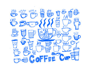 Coffee cup set hand drawing