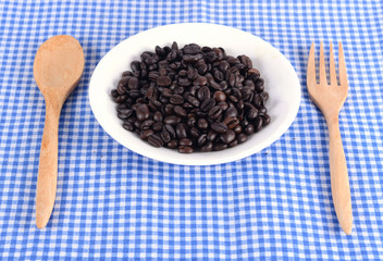coffee beans Spoon and fork