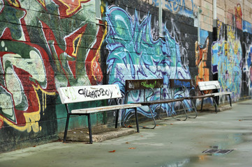 Background stage of urban graffiti vandalism