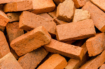 group of red bricks on construction site