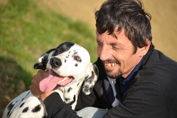Man with Dalmatian dog