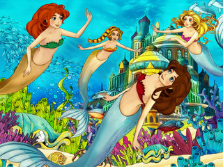 The ocean and the mermaids - illustration © honeyflavour