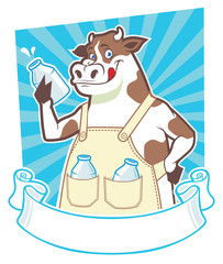cow holding a bottle