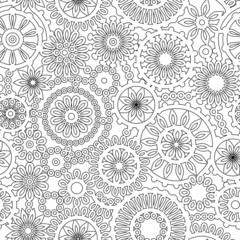 Abstract geometric filigree seamless pattern, black and white