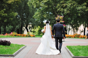 Bride and groom away