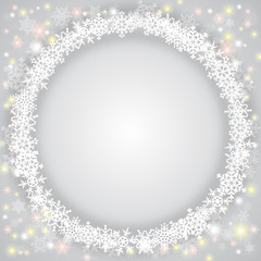 Fototapeta premium Winterlicher, runder Vektor-Hintergrund mit Eisblumen, silbern
