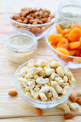 nuts and dried fruit in assortment