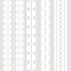 four white ribbons