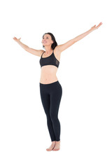 Fototapeta na wymiar Full length of a sporty woman with hands outstretched