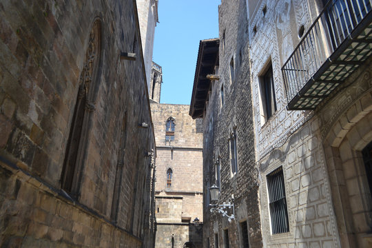 Street in the Gothic Quarter of Barcelona.