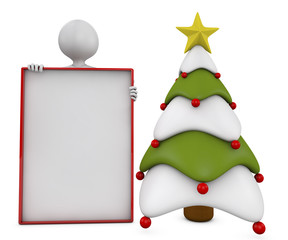christmas tree, banner and character
