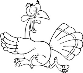 Black and White Turkey Escape Cartoon Mascot Character