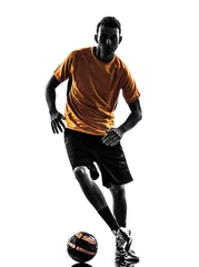 Foto op Canvas young man soccer player  silhouette © snaptitude