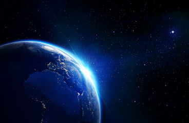 Obraz premium earth blue shining - horizon and stars