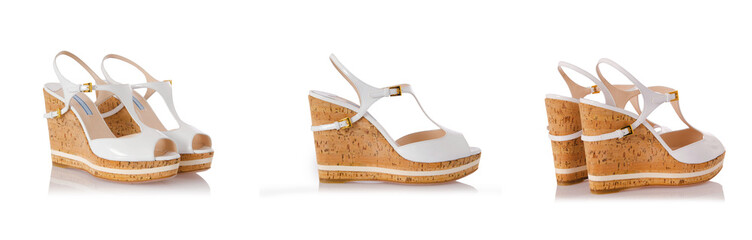 Composite photo of woman shoes isolated on white