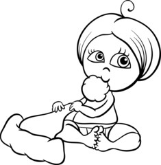 baby girl with santa hat coloring page