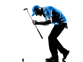 happy man golfer golfing  silhouette